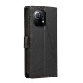 For Xiaomi Mi 11 PU Genuine Leather Texture Embossed Line Phone Case(Black)