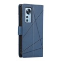 For Xiaomi 12 PU Genuine Leather Texture Embossed Line Phone Case(Blue)