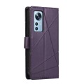 For Xiaomi 12 PU Genuine Leather Texture Embossed Line Phone Case(Purple)