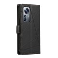 For Xiaomi 12 Pro PU Genuine Leather Texture Embossed Line Phone Case(Black)