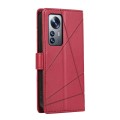 For Xiaomi 12 Pro PU Genuine Leather Texture Embossed Line Phone Case(Red)