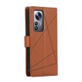 For Xiaomi 12 Pro PU Genuine Leather Texture Embossed Line Phone Case(Brown)
