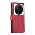 For Xiaomi 12 Ultra PU Genuine Leather Texture Embossed Line Phone Case(Red)