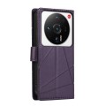 For Xiaomi 12 Ultra PU Genuine Leather Texture Embossed Line Phone Case(Purple)