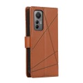 For Xiaomi 12 Lite PU Genuine Leather Texture Embossed Line Phone Case(Brown)