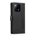 For Xiaomi 13 PU Genuine Leather Texture Embossed Line Phone Case(Black)