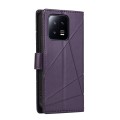 For Xiaomi 13 PU Genuine Leather Texture Embossed Line Phone Case(Purple)