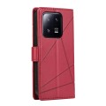 For Xiaomi 13 Pro PU Genuine Leather Texture Embossed Line Phone Case(Red)