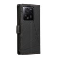 For Xiaomi 13T PU Genuine Leather Texture Embossed Line Phone Case(Black)
