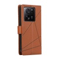For Xiaomi 13T PU Genuine Leather Texture Embossed Line Phone Case(Brown)