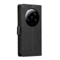 For Xiaomi 13 Ultra PU Genuine Leather Texture Embossed Line Phone Case(Black)