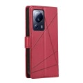 For Xiaomi 13 Lite PU Genuine Leather Texture Embossed Line Phone Case(Red)