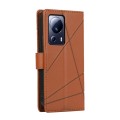 For Xiaomi 13 Lite PU Genuine Leather Texture Embossed Line Phone Case(Brown)