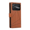 For Xiaomi Poco C40 PU Genuine Leather Texture Embossed Line Phone Case(Brown)