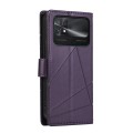 For Xiaomi Poco C40 PU Genuine Leather Texture Embossed Line Phone Case(Purple)