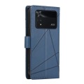 For Xiaomi Poco M4 Pro PU Genuine Leather Texture Embossed Line Phone Case(Blue)