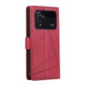 For Xiaomi Poco M4 Pro PU Genuine Leather Texture Embossed Line Phone Case(Red)