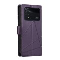 For Xiaomi Poco M4 Pro PU Genuine Leather Texture Embossed Line Phone Case(Purple)