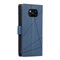 For Xiaomi Poco X3 PU Genuine Leather Texture Embossed Line Phone Case(Blue)