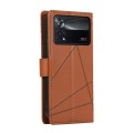 For Xiaomi Poco X4 Pro 5G PU Genuine Leather Texture Embossed Line Phone Case(Brown)
