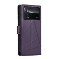 For Xiaomi Poco X4 Pro 5G PU Genuine Leather Texture Embossed Line Phone Case(Purple)