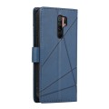 For Xiaomi Redmi 9 PU Genuine Leather Texture Embossed Line Phone Case(Blue)