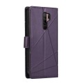 For Xiaomi Redmi 9 PU Genuine Leather Texture Embossed Line Phone Case(Purple)