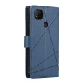 For Xiaomi Redmi 9C PU Genuine Leather Texture Embossed Line Phone Case(Blue)