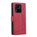 For Xiaomi Redmi 10C PU Genuine Leather Texture Embossed Line Phone Case(Red)