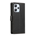 For Xiaomi Redmi 12 PU Genuine Leather Texture Embossed Line Phone Case(Black)
