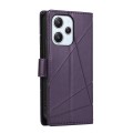 For Xiaomi Redmi 12 PU Genuine Leather Texture Embossed Line Phone Case(Purple)