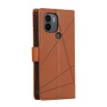 For Xiaomi Redmi A1+ PU Genuine Leather Texture Embossed Line Phone Case(Brown)
