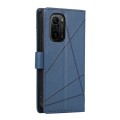 For Xiaomi Redmi K40 PU Genuine Leather Texture Embossed Line Phone Case(Blue)