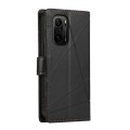 For Xiaomi Redmi K40 PU Genuine Leather Texture Embossed Line Phone Case(Black)