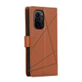 For Xiaomi Redmi K40 PU Genuine Leather Texture Embossed Line Phone Case(Brown)