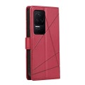 For Xiaomi Redmi K50 PU Genuine Leather Texture Embossed Line Phone Case(Red)