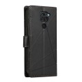 For Xiaomi Redmi Note 9 PU Genuine Leather Texture Embossed Line Phone Case(Black)