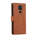 For Xiaomi Redmi Note 9 PU Genuine Leather Texture Embossed Line Phone Case(Brown)