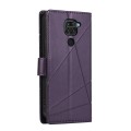 For Xiaomi Redmi Note 9 PU Genuine Leather Texture Embossed Line Phone Case(Purple)