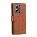 For Xiaomi Redmi Note 11T Pro PU Genuine Leather Texture Embossed Line Phone Case(Brown)