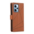 For Xiaomi Redmi Note 12 Pro 5G Global PU Genuine Leather Texture Embossed Line Phone Case(Brown)