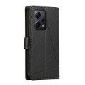 For Xiaomi Redmi Note 12 Pro+ 5G Global PU Genuine Leather Texture Embossed Line Phone Case(Black)