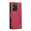 For Xiaomi Redmi Note 12 Pro+ 5G Global PU Genuine Leather Texture Embossed Line Phone Case(Red)