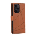 For Xiaomi Redmi Note 12 Turbo PU Genuine Leather Texture Embossed Line Phone Case(Brown)