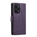 For Xiaomi Redmi Note 12 Turbo PU Genuine Leather Texture Embossed Line Phone Case(Purple)