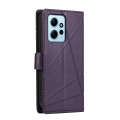 For Xiaomi Redmi Note 12 4G PU Genuine Leather Texture Embossed Line Phone Case(Purple)