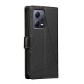 For Xiaomi Redmi Note 12 5G Global PU Genuine Leather Texture Embossed Line Phone Case(Black)
