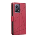 For Xiaomi Redmi Note 12 5G Global PU Genuine Leather Texture Embossed Line Phone Case(Red)