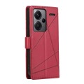 For Xiaomi Redmi Note 13 Pro+ PU Genuine Leather Texture Embossed Line Phone Case(Red)