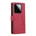 For Xiaomi 14 PU Genuine Leather Texture Embossed Line Phone Case(Red)